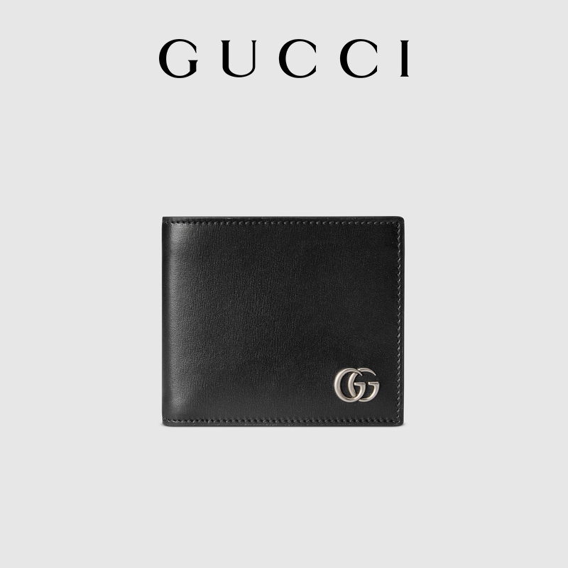 GUCCI古驰GG Marmont系列皮革双折男士钱包