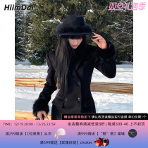 Hiimdai Remain Miss Great Miss C Place Black Thousand Gold With Wool Hourglass Collection Waist Double Face Suede Long big coat