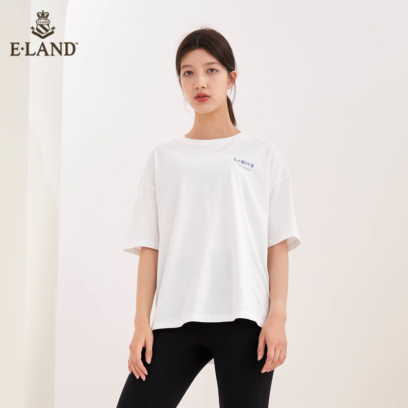 eland2020字母印花女宽松原宿t恤 衣恋集团outlets店T恤
