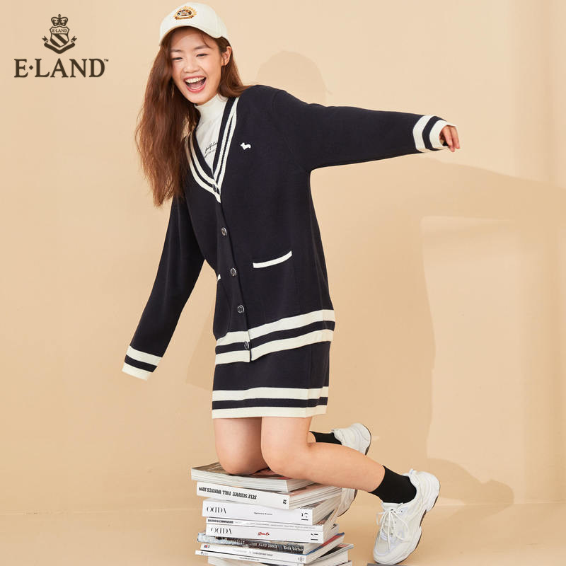 eland2020秋季新款温柔风外搭开衫 衣恋集团outlets店毛针织衫