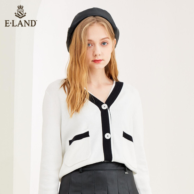 eland2020秋季新款纯色淑女开衫 衣恋集团outlets店毛针织衫