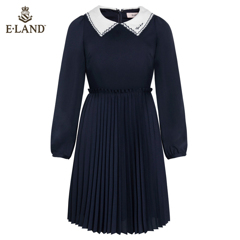 eland2020甜美减龄拼接百褶连衣裙 衣恋集团outlets店连衣裙