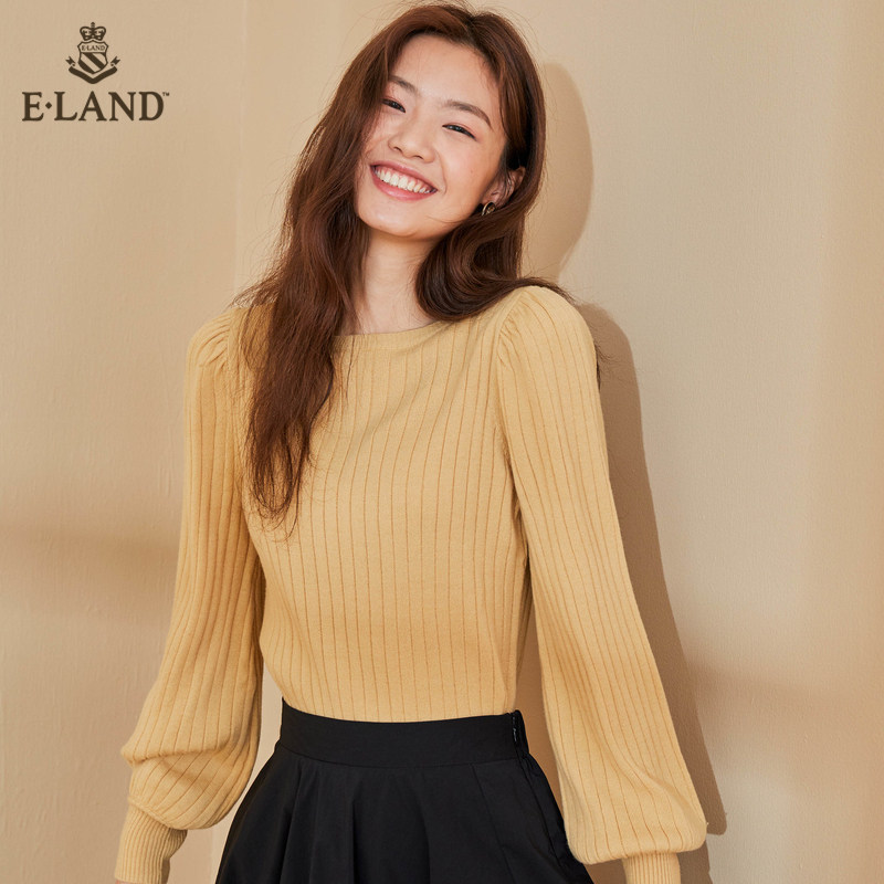 eland2020秋季新款圆领纯色打底衫 衣恋集团outlets店毛衣