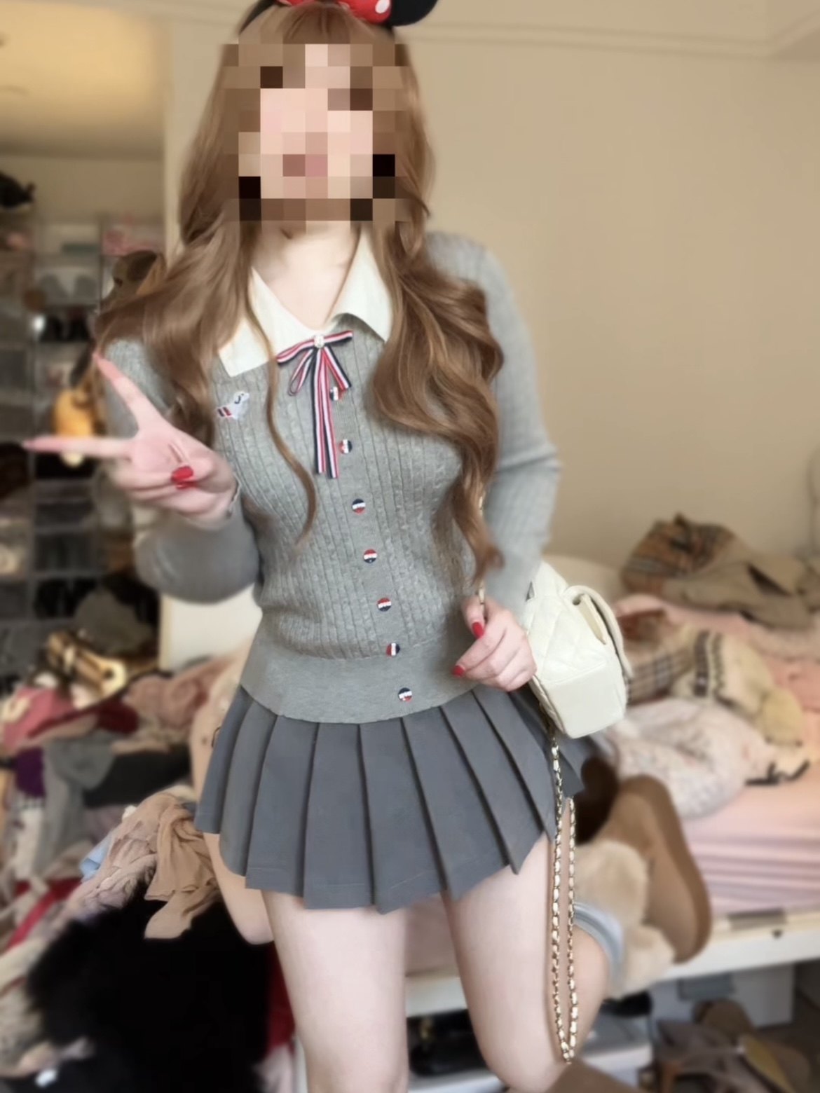 荔桃想睡觉ya【学院甜心】学院风针织套装女秋冬POLO领毛衣百褶裙,淘宝优惠券,粉丝福利购,淘宝优惠卷