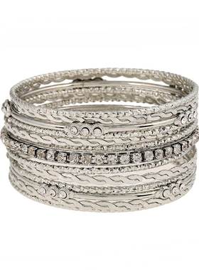 欧美夸张多层合金镶钻女手镯夜店手环 women bracelet jewelry