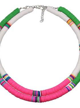 Polymer choker necklace women ins东南亚软陶项链串珠彩项圈