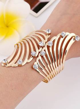 羽毛镶钻合金女手镯metal hand catenary jewelry women bracelet