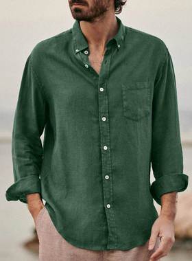 Shirt Men's new fashion loose long sleeve lapel shirt 衬