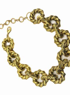 夸张合金麻花辫项链COS朋克锁骨颈链african necklace women欧美