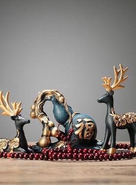 汽车工作台摆件轻奢一路平安车鹿摆件汽车葫芦摆件中控台车载装饰