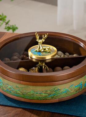 中式干果盒可旋转实木果盘
