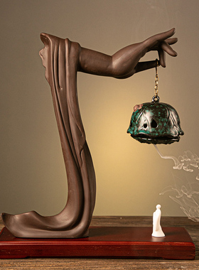 倒流室内客厅玄关新中式风香炉