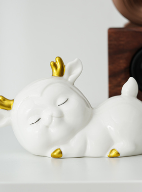创意陶瓷可爱小鹿摆件