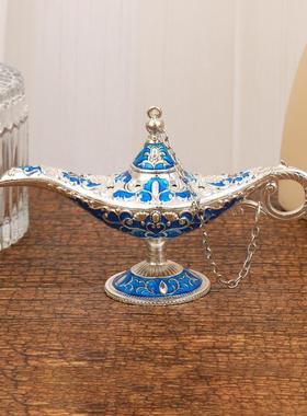 阿拉丁神灯道具摆件复古工艺品合金创意俄罗斯客厅许愿阿拉丁神壶