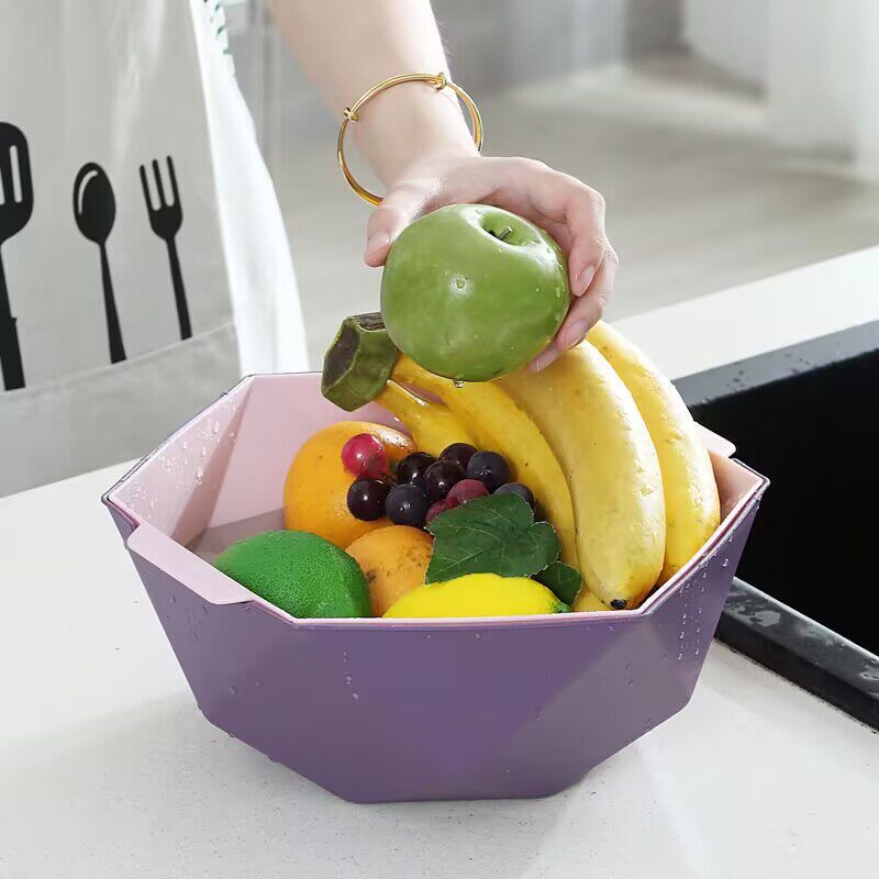 沥水篮北欧创意客厅几何水果盘家用厨房双层洗菜盆洗菜洗水果篮子,淘宝优惠券,粉丝福利购,淘宝优惠卷