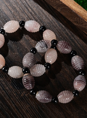 金丝玉六字真言螺旋纹招财饰品财源滚滚情侣款手串送人礼物礼品