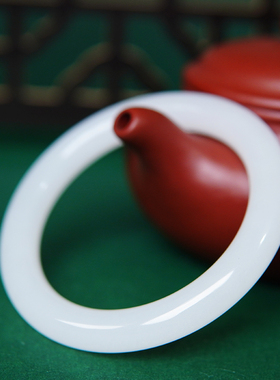 新疆羊脂白金丝玉美人条圆条扁条白玉美少女节日礼物玉石玉手镯子