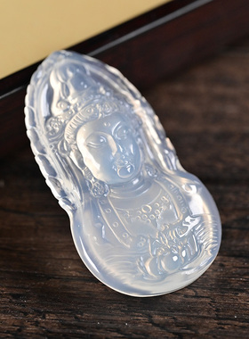 高冰天然玛瑙观音菩萨佛像车挂毛衣链生日送礼玉髓挂件玉髓吊牌