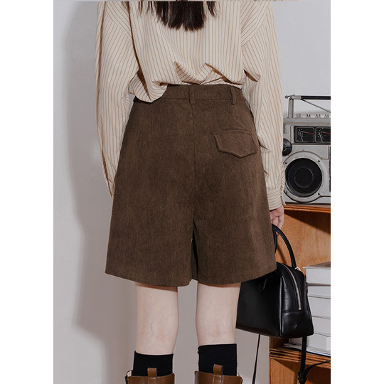 High-waisted versatile velvet casual trousers loose straight