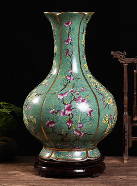 仿古珐琅彩花卉瓶景德镇中式陶瓷家居客厅装饰花瓶工艺品摆件经典
