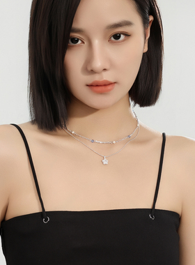 双层叠戴星星吊坠项链女款毛衣链