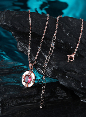 红色锆石母贝吊坠项链女新款配饰