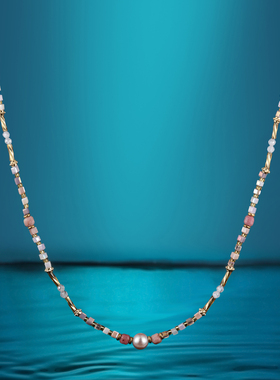 极细新中式彩色琉璃水晶项链配饰