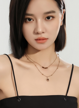 金色太阳花项链女双层叠戴锁骨链