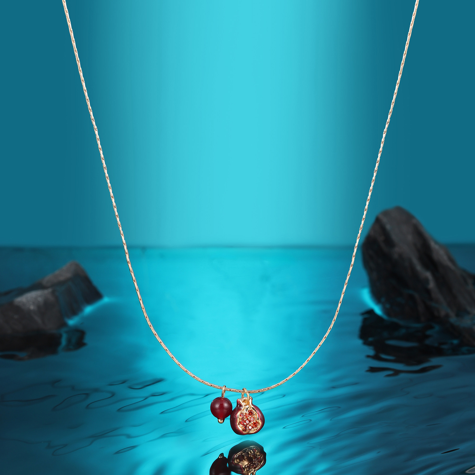 新年好运红色石榴吊坠项链女滴釉毛衣链轻奢小众锁骨链高级感配饰,淘宝优惠券,粉丝福利购,淘宝优惠卷