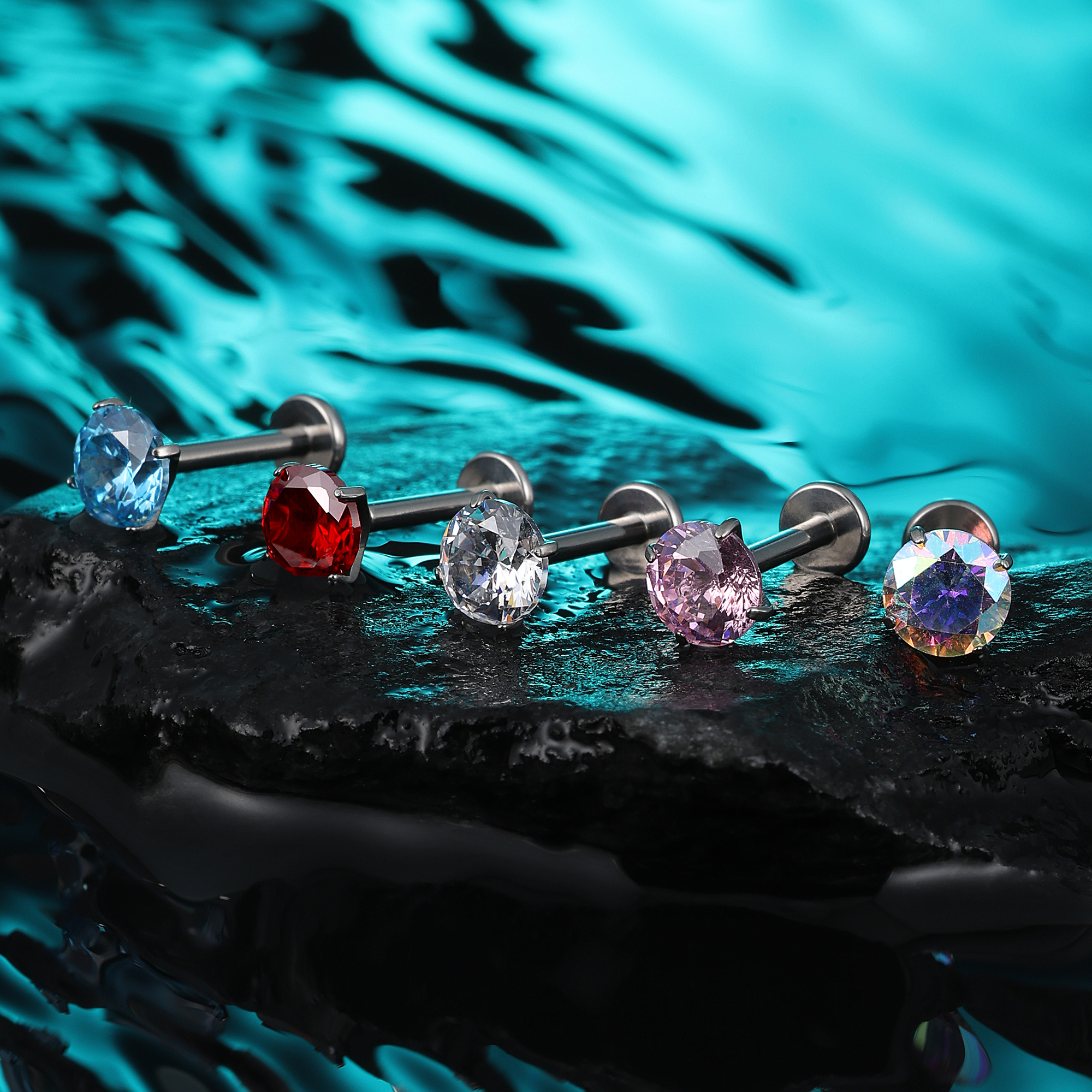 F136钛合金内螺旋耳钉平底5A锆石睡觉免摘养耳洞耳蜗钉耳骨钉耳饰 - 图2