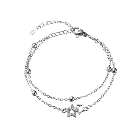 双层叠戴星星手链女生轻奢小众精致手环女款手镯钛钢闺蜜学生网红