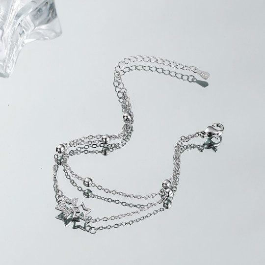 双层叠戴星星手链女生轻奢小众精致手环女款手镯钛钢闺蜜学生网红