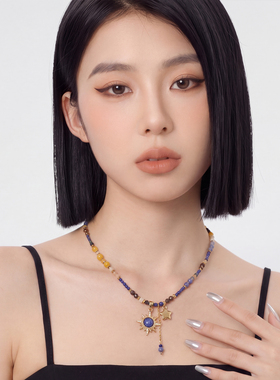 复古星空串珠项链女流苏锁骨链夏