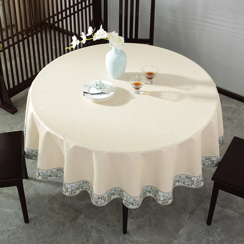 圆桌布防水防油防烫免洗家用桌罩餐桌布新中式酒店饭店圆桌转盘套,淘宝优惠券,粉丝福利购,淘宝优惠卷