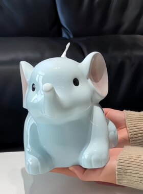 卡通萌趣大象陶瓷纸巾盒桌面摆件