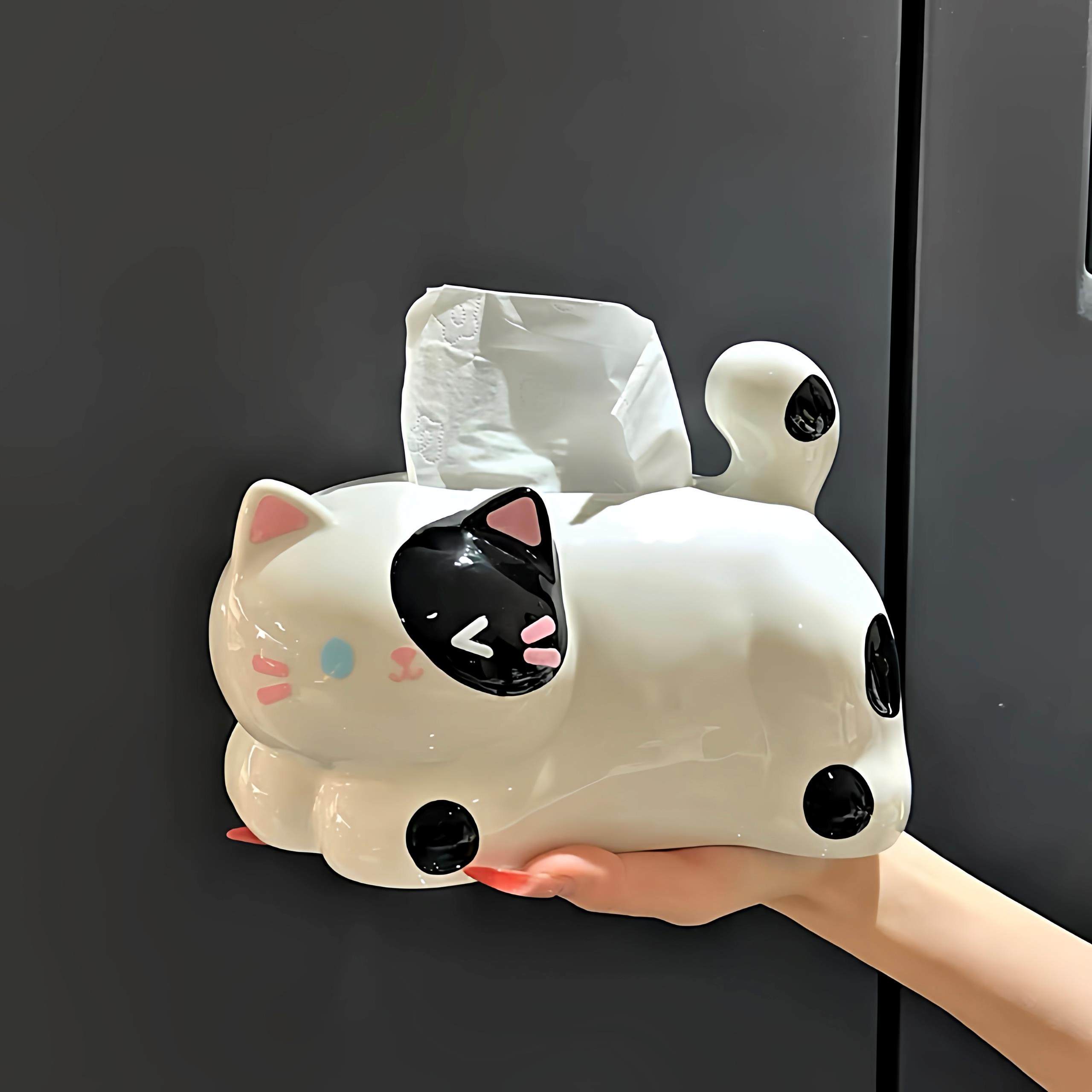 【新家的100个快递】奶牛猫纸巾盒家用客厅桌面高颜值陶瓷抽纸盒,淘宝优惠券,粉丝福利购,淘宝优惠卷