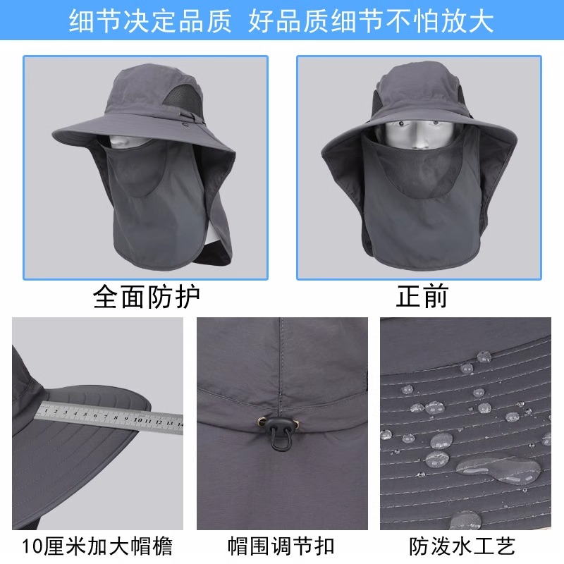 夏季防晒面罩男款遮阳护颈帽子一体透气全脸防护骑行户外防紫外线 - 图2