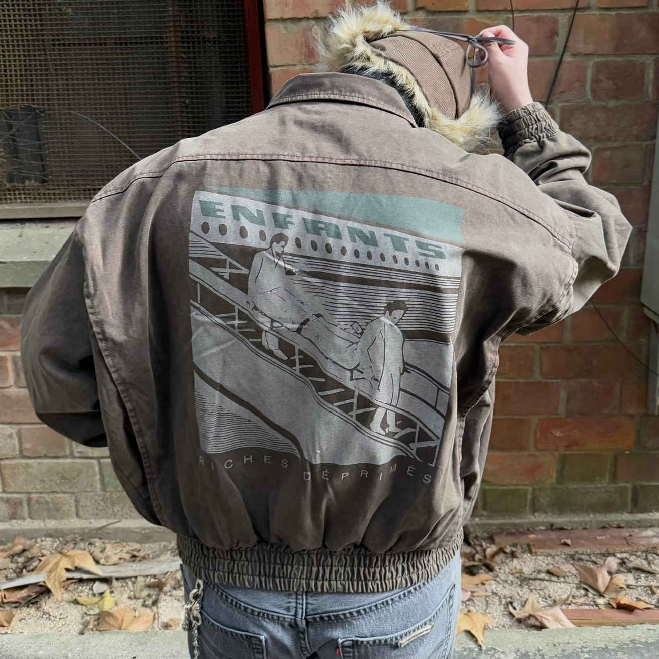 现货ERD忧郁的富二代做旧复古翻领拉链外套Boxy短款飞行夹克男女 - 图1