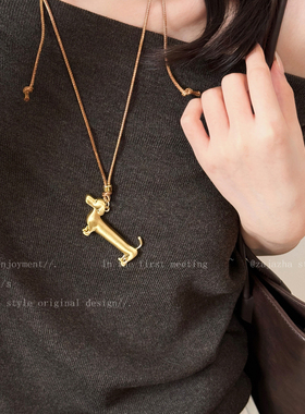 可爱卡通腊肠狗项链女长款夸张