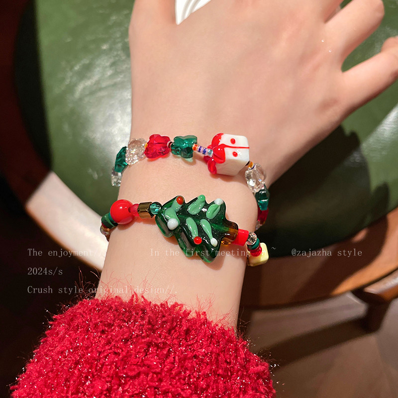 姜饼人礼物圣诞节串珠手链女款小众独特创意手串高颜值学生党手饰