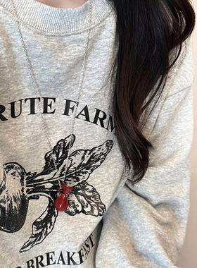 安可拉红爱心蝴蝶结毛衣链女生小众设计高级感项链时髦显白卫衣链