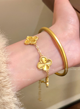 金色五花葫芦手链女轻奢高级感重工手饰2025新款气质大气叠戴手镯
