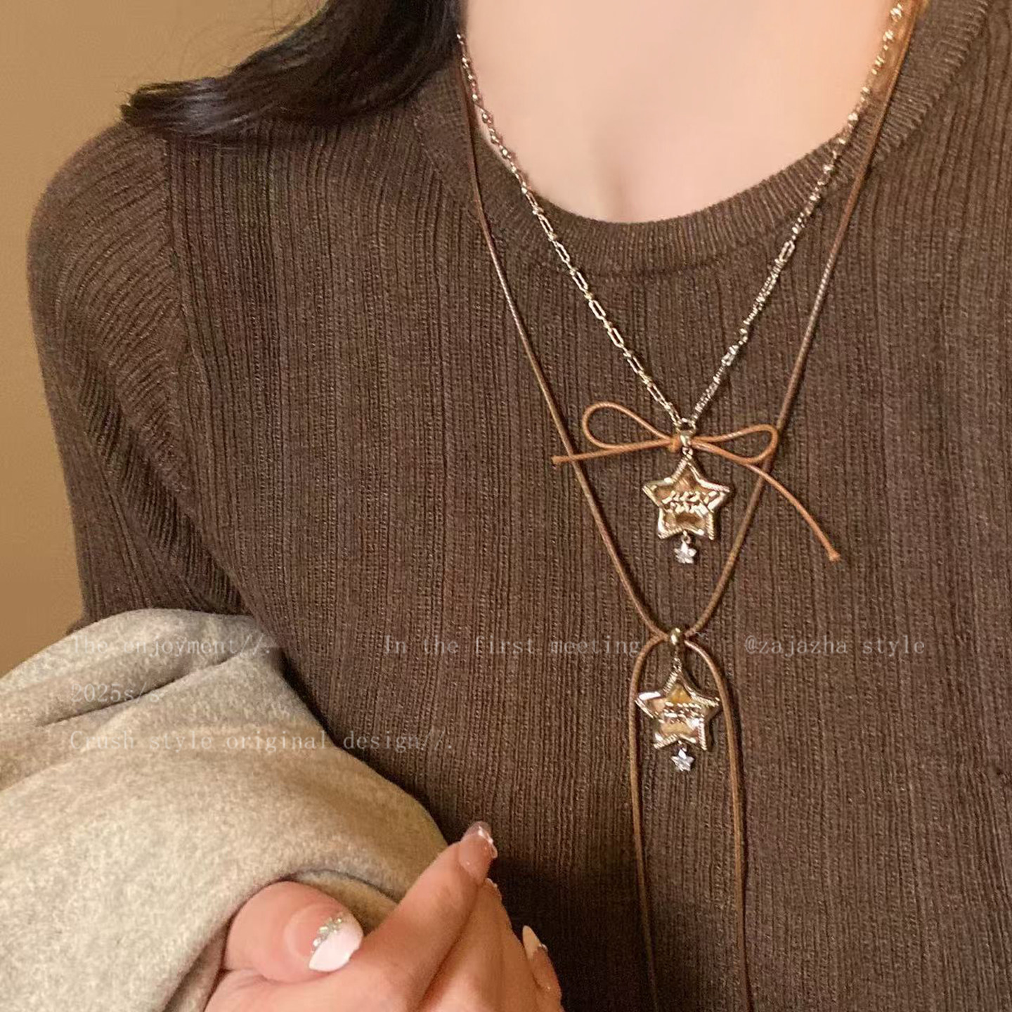 美拉德复古星星长款吊坠项链女款秋冬轻奢高级感叠戴毛衣链配饰品,淘宝优惠券,粉丝福利购,淘宝优惠卷
