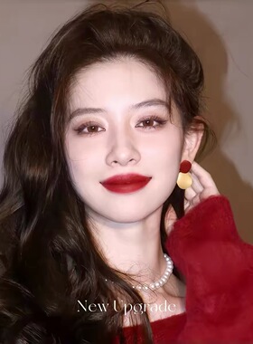 红色不对称耳钉女款精致轻奢高
