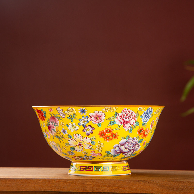 景德镇珐琅彩餐具陶瓷米饭碗汤碗面碗家用高脚防烫新款宫廷餐具,淘宝优惠券,粉丝福利购,淘宝优惠卷