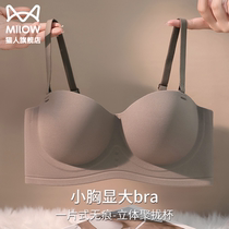 Cat person lingerie female small breasts polyplethora with large bra shoulder strap no trace back and no steel ring bra autumn and winter