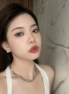 欧美银色重工金属项链cd字母