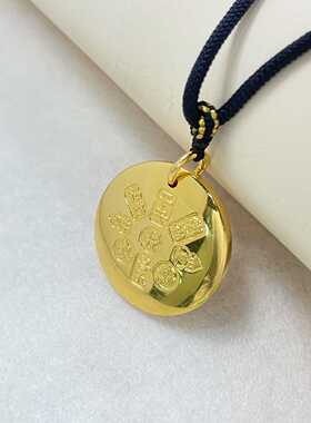 吉言黄财神吊坠金包银男士