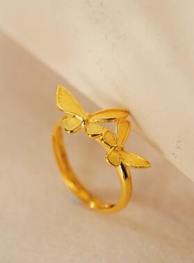 言德珠宝双蝴蝶戒指言德金包银NGTC证书·深检证书福迭而至