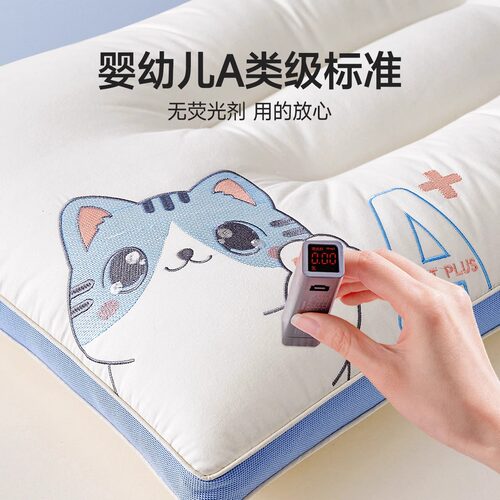 枕头儿童6岁以上护颈椎助睡眠专用小初中学生宿舍午睡枕芯一对棉 - 图3